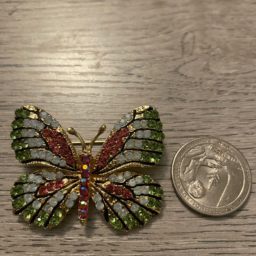 Butterfly Rhinestone Brooch - Picture 4 of 4